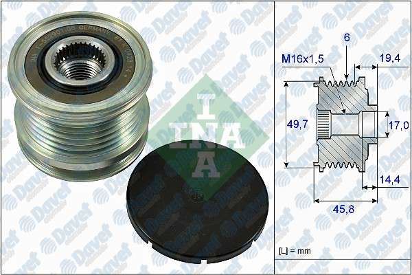 INA 535016810 Alternator Kasnagi Sprinter 06-> W204 C180-200-220 2.2crdi 07->